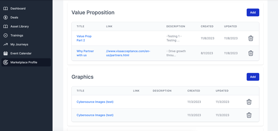 Enter information about your partner listing on the Marketplace Profile
                        tab.